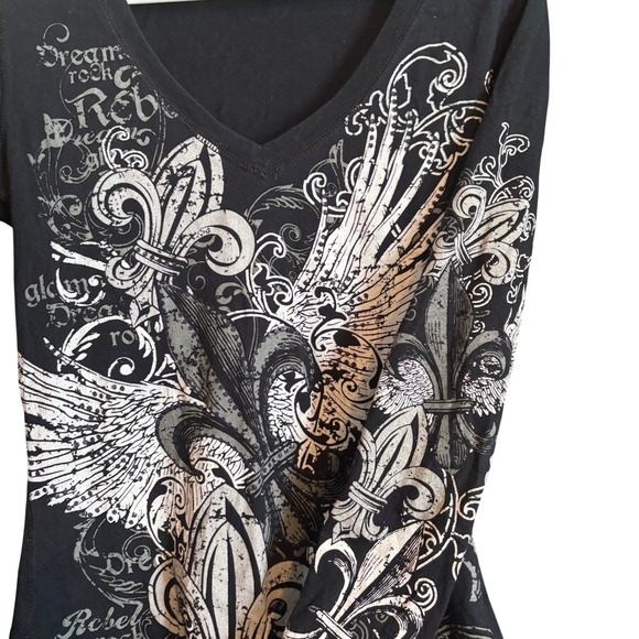 Y2K Ransom Womens Wing Graphic Long Sleeve Tee Top Med Baddie Rock Indie Grunge - Picture 4 of 9